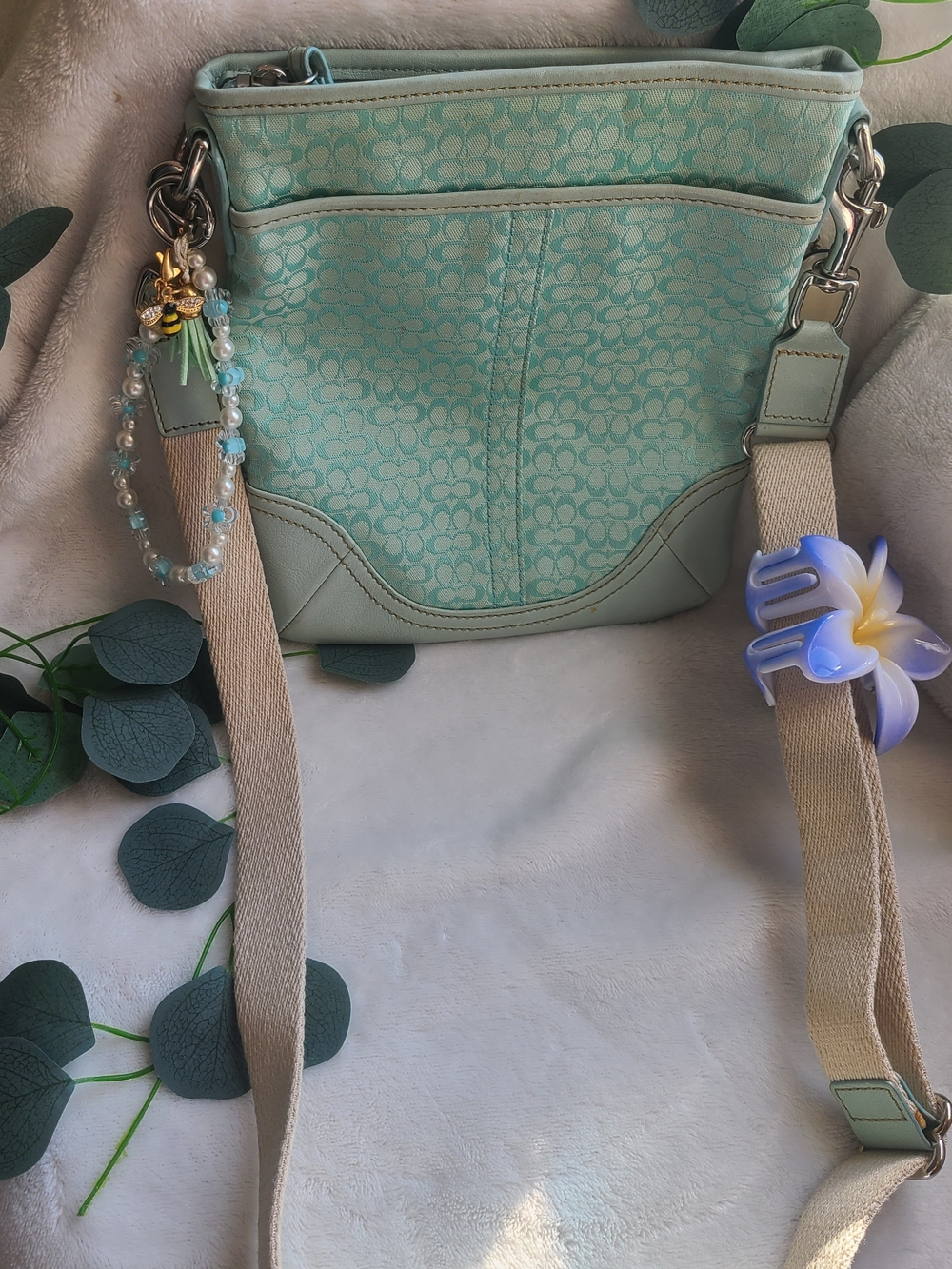 Coach Powder Blue Signature Crossbody Bag with Adjustable Strap - Picture 3 of 6